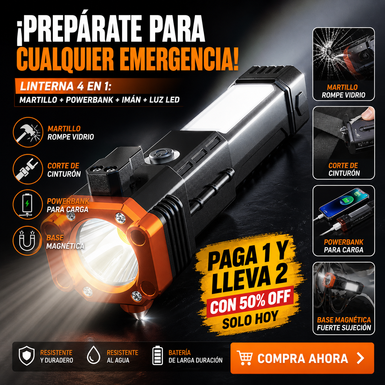 Linterna Táctica Aluminio ARMY ™  50% OFF 🪖⚔️