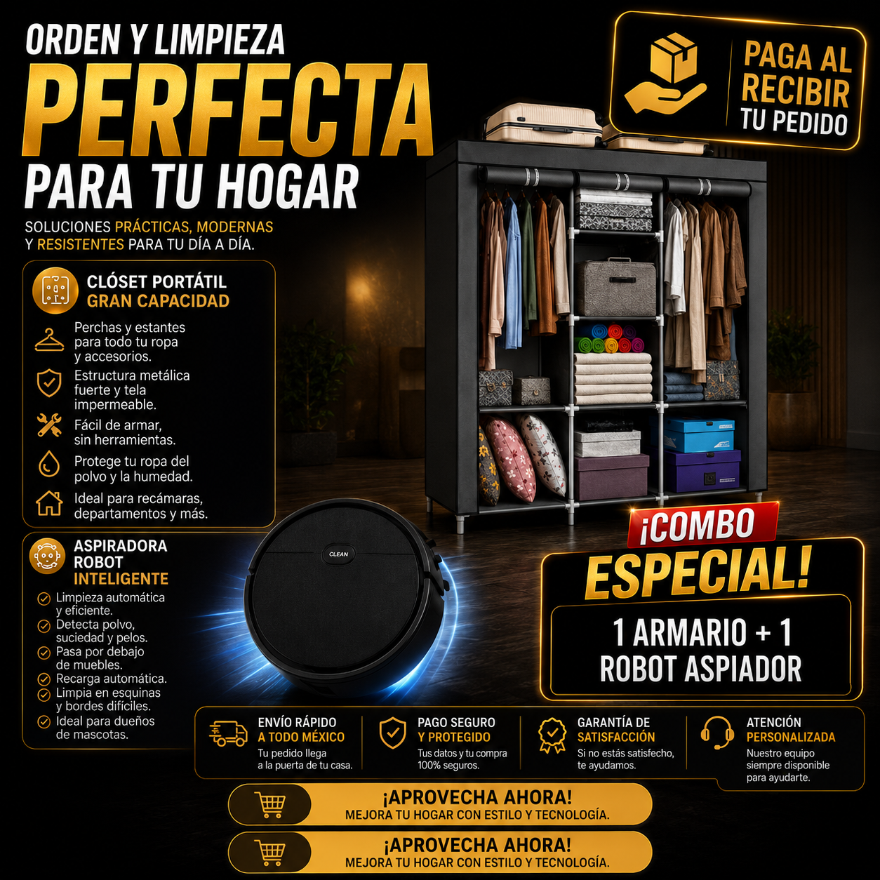 🏠 CLOSET PORTÁTIL + ROBOT ASPIRADOR 3 EN 1 🤖